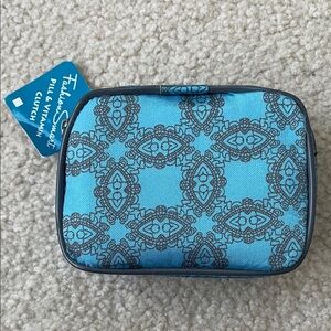 Blue Patterned Pill & Vitamin Clutch